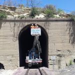 Highway bridge inspection, Under bridge maintenance, Railroad Snooper inspection truck.