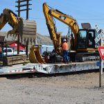 Hi-rail equipment mover, heavy equipment hauler, lowboy mover, Bridge Access Specialties