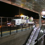 Highway bridge inspection, Under bridge maintenance, Railroad Snooper inspection truck.