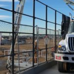 Highway bridge inspection, Under bridge maintenance, Railroad Snooper inspection truck.